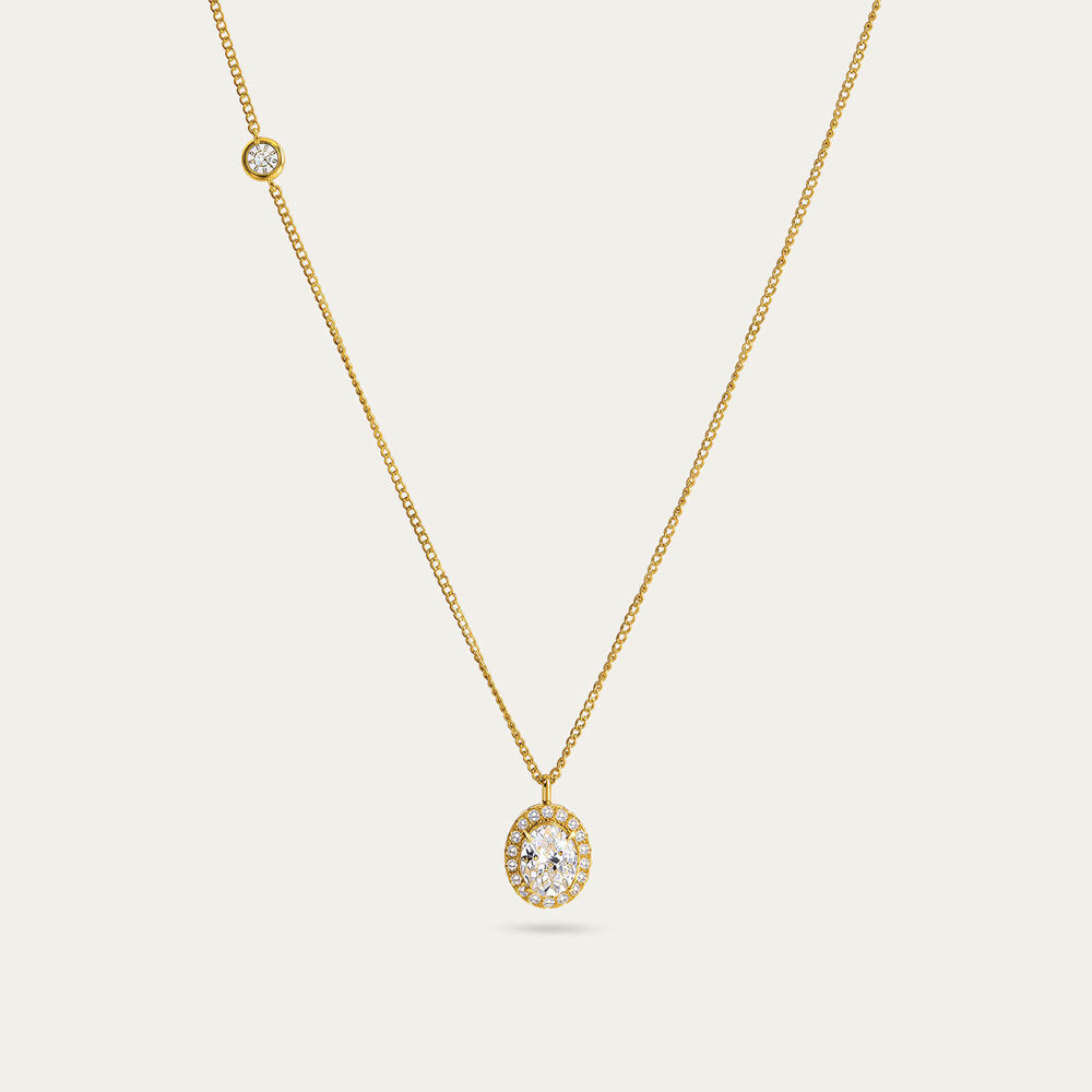 9ct Yellow Gold 0.45ct Diamond Halo Oval Pendant