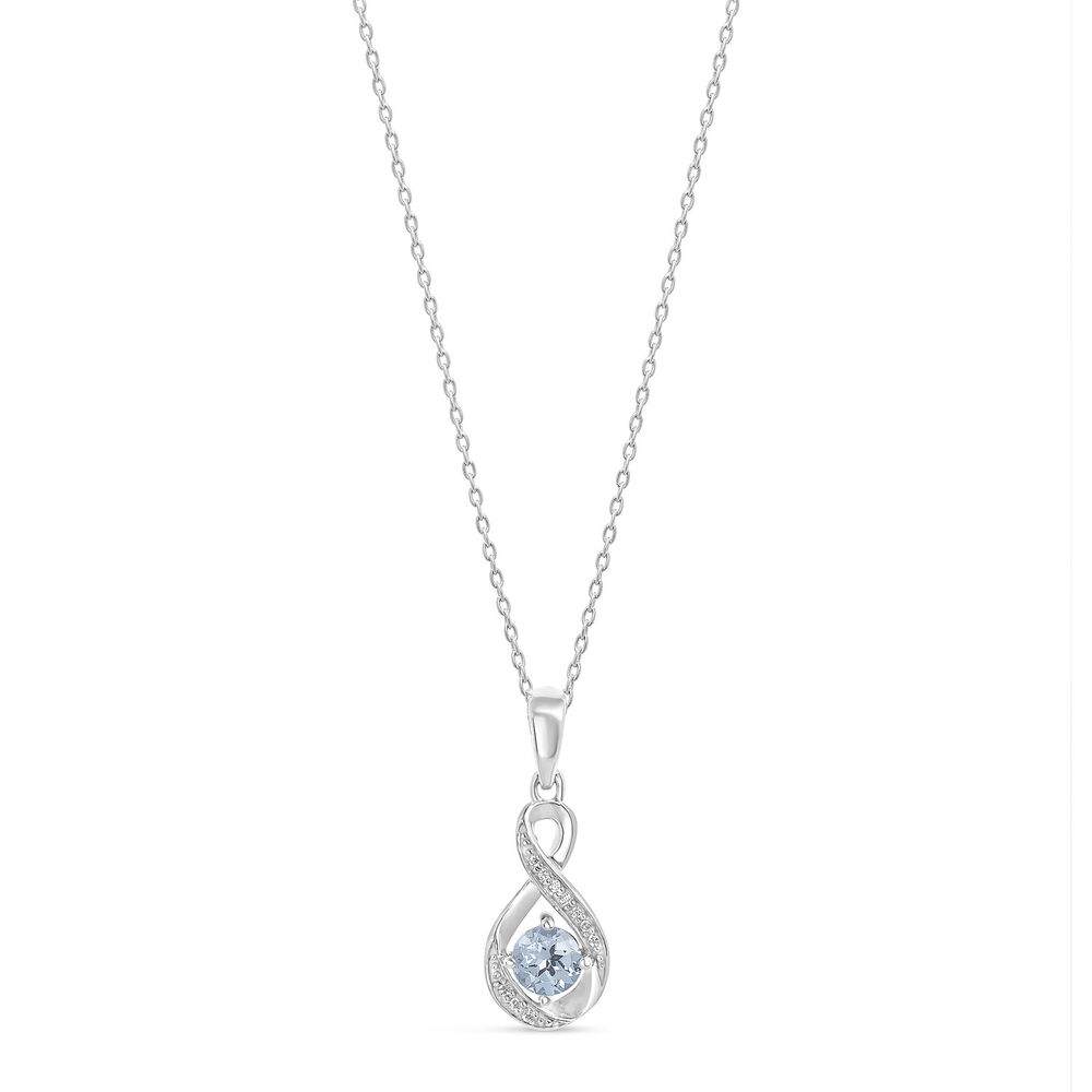 Sterling Silver and Cubic Zirconia March Birthstone Pendant (Chain Included)