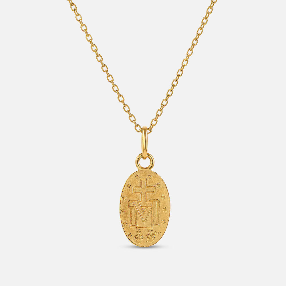 Yellow Gold Plated Sterling Silver Miraculous Medal Pendant