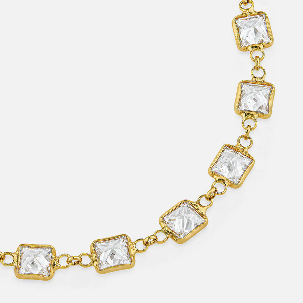 Yellow Gold Plated Sterling Silver Rectangular Cubic Zirconia Series Bracelet