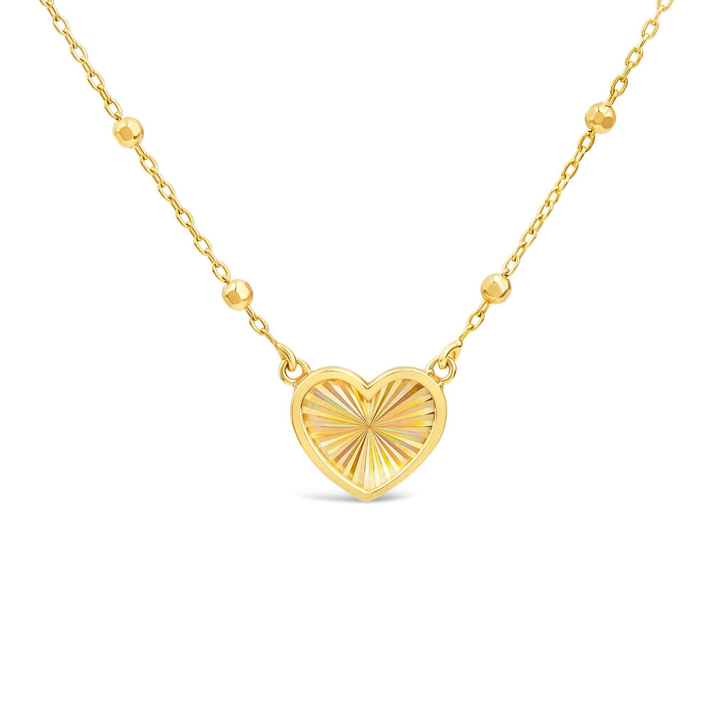 9ct Yellow Gold Heart Beaded Necklet