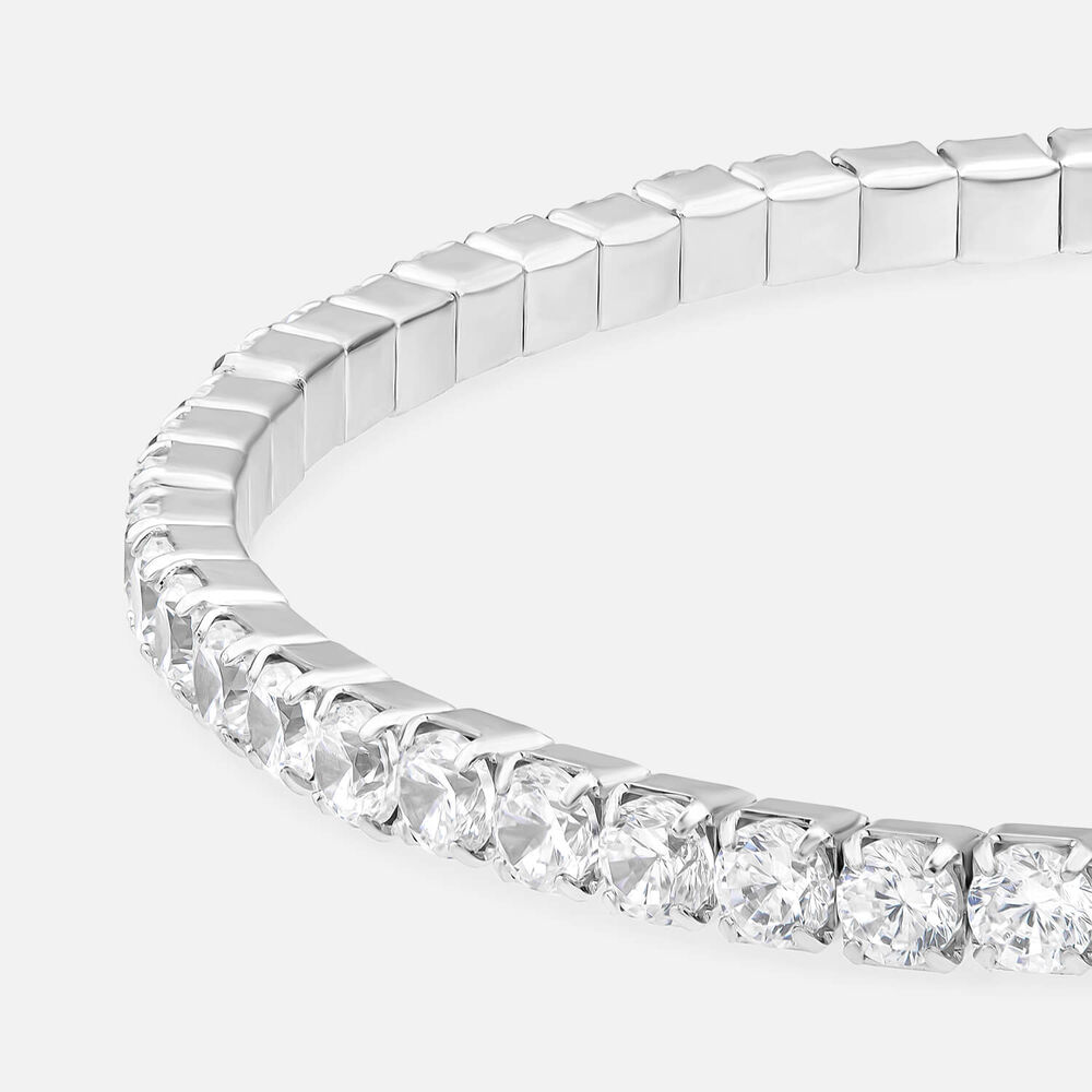 Sterling Silver Cubic Zirconia Flexible Tennis Braceet