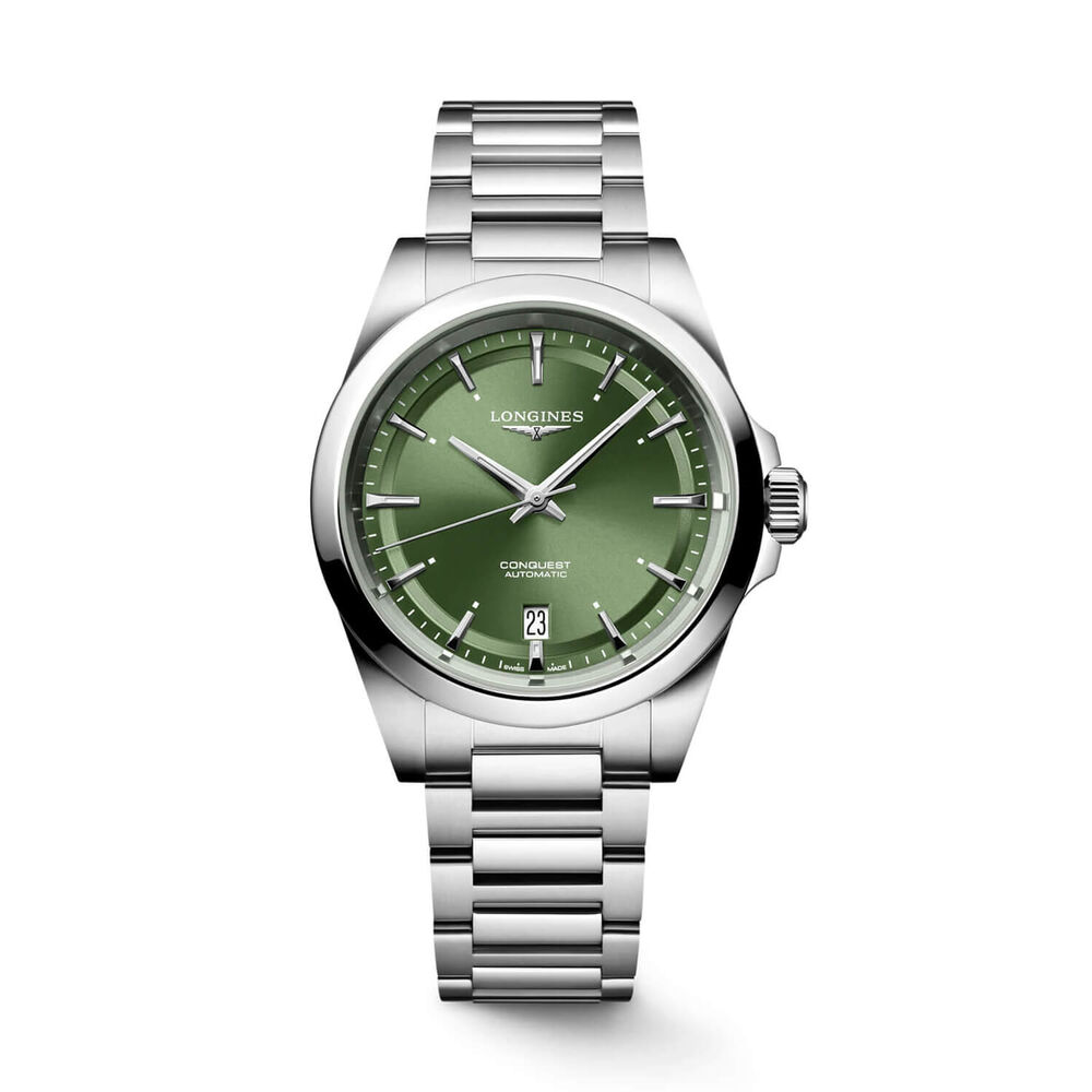Longines Conquest 38mm Green Dial Steel Bracelet Watch