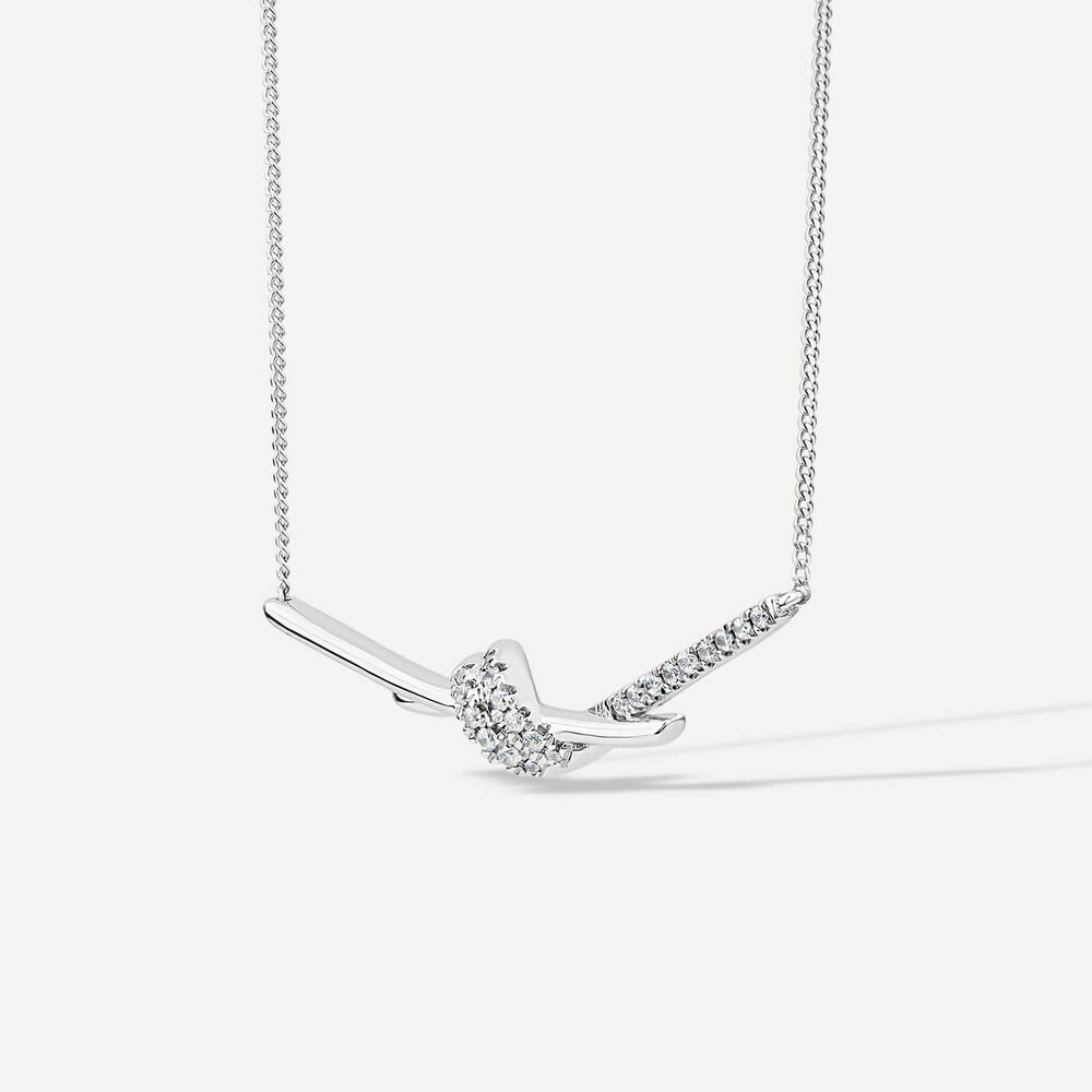 9ct White Gold 0.12ct Twisted Knot Hammock Necklet