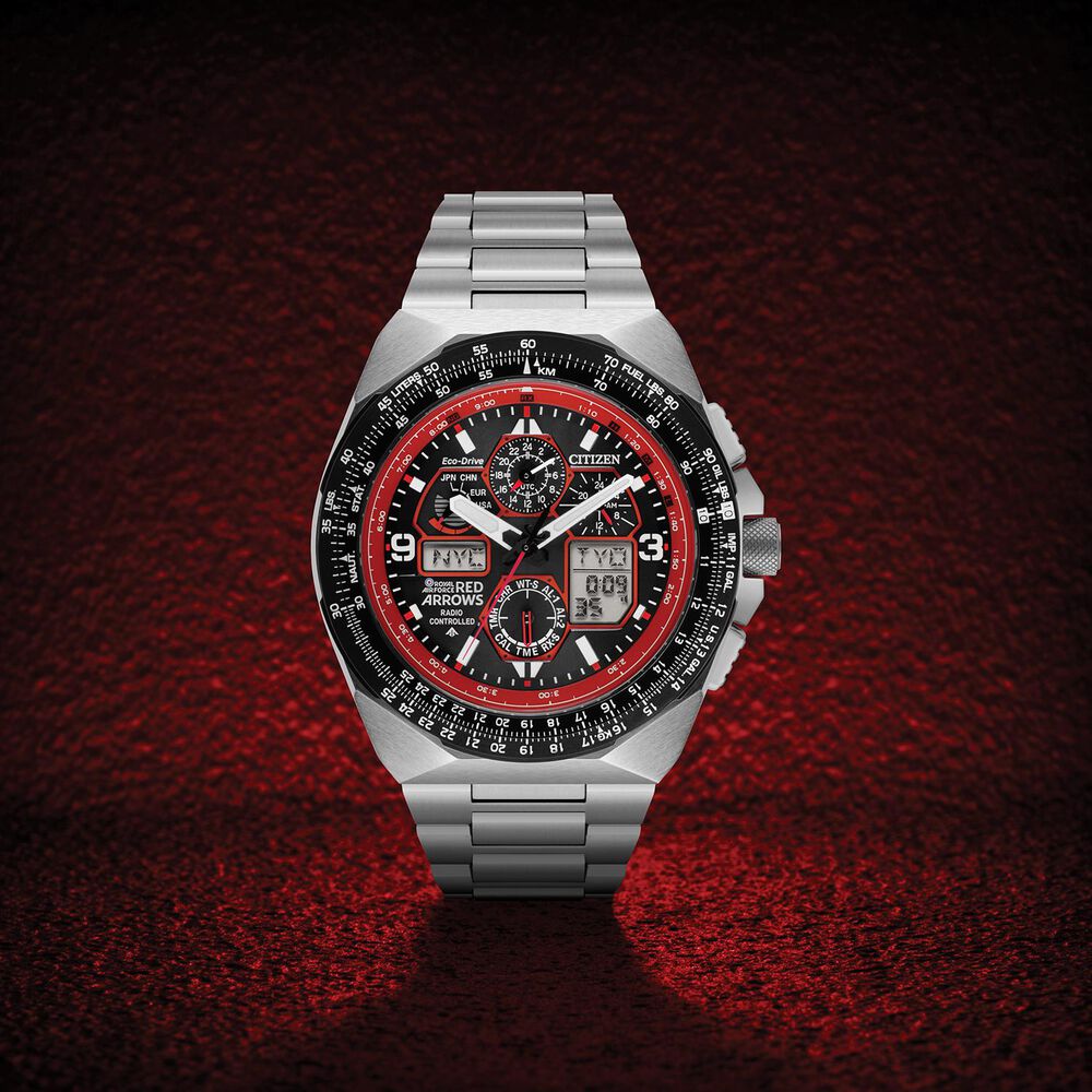 Citizen Eco-Drive Men's Limited Edition Red Arrows Black Dial Steel Bracelet Watch image number 3