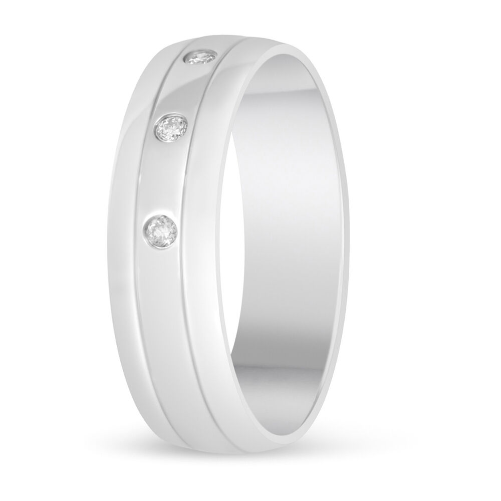 9ct White Gold Gents Diamond Wedding Ring image number 3