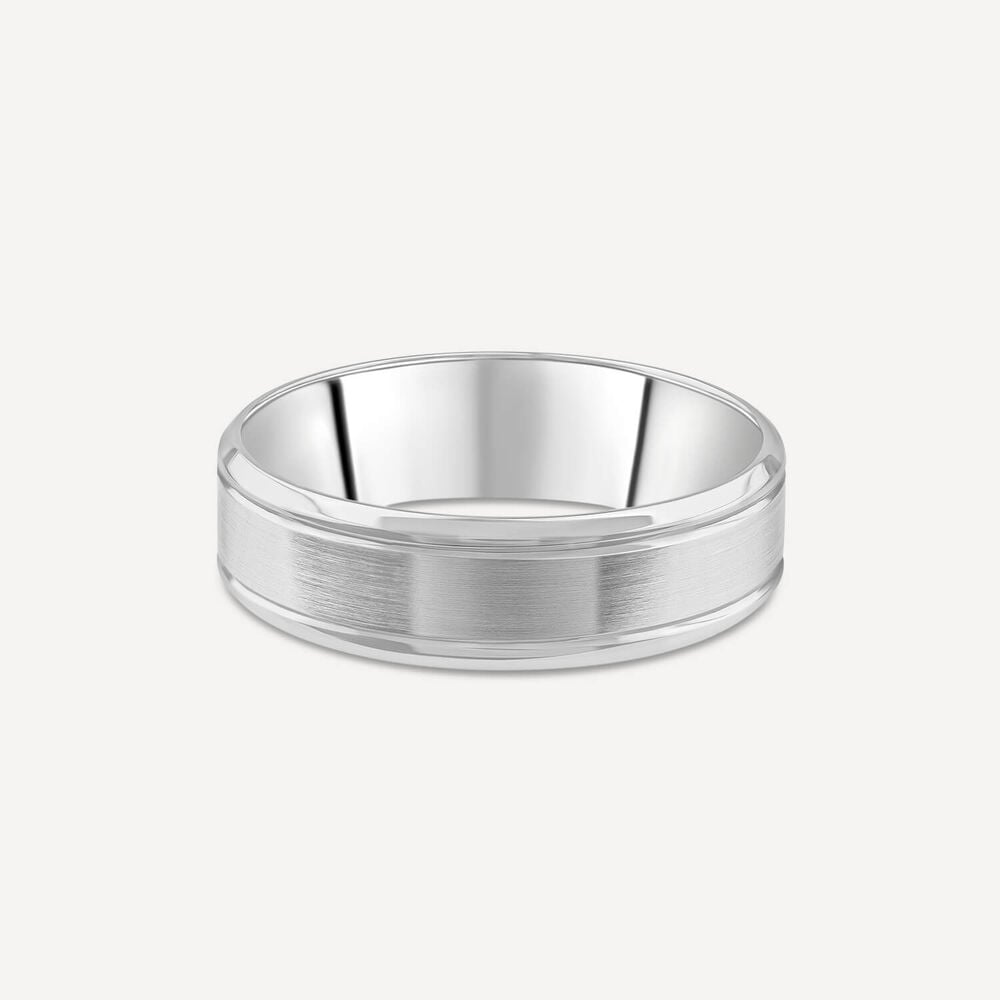 Platinum 6mm Matte Polished Men's Wedding Ring