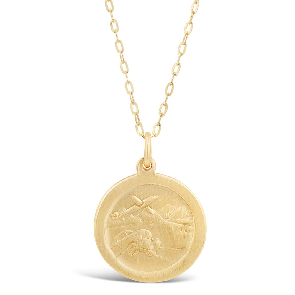 9ct Yellow Gold Round St Christopher's Medal Pendant (Chain Included) image number 1