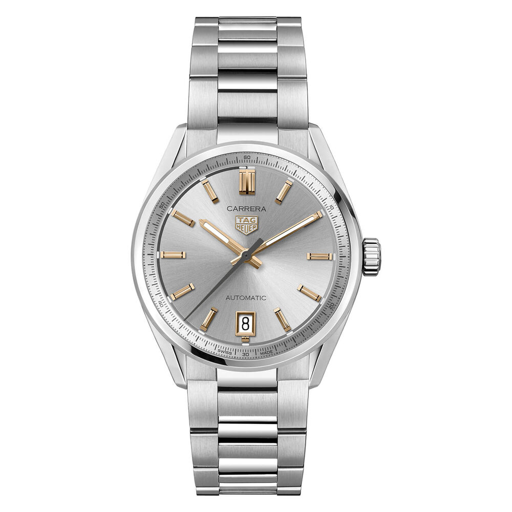 TAG Heuer Carrera 36mm Silver Dial Rose Gold Index Bracelet Watch image number 0