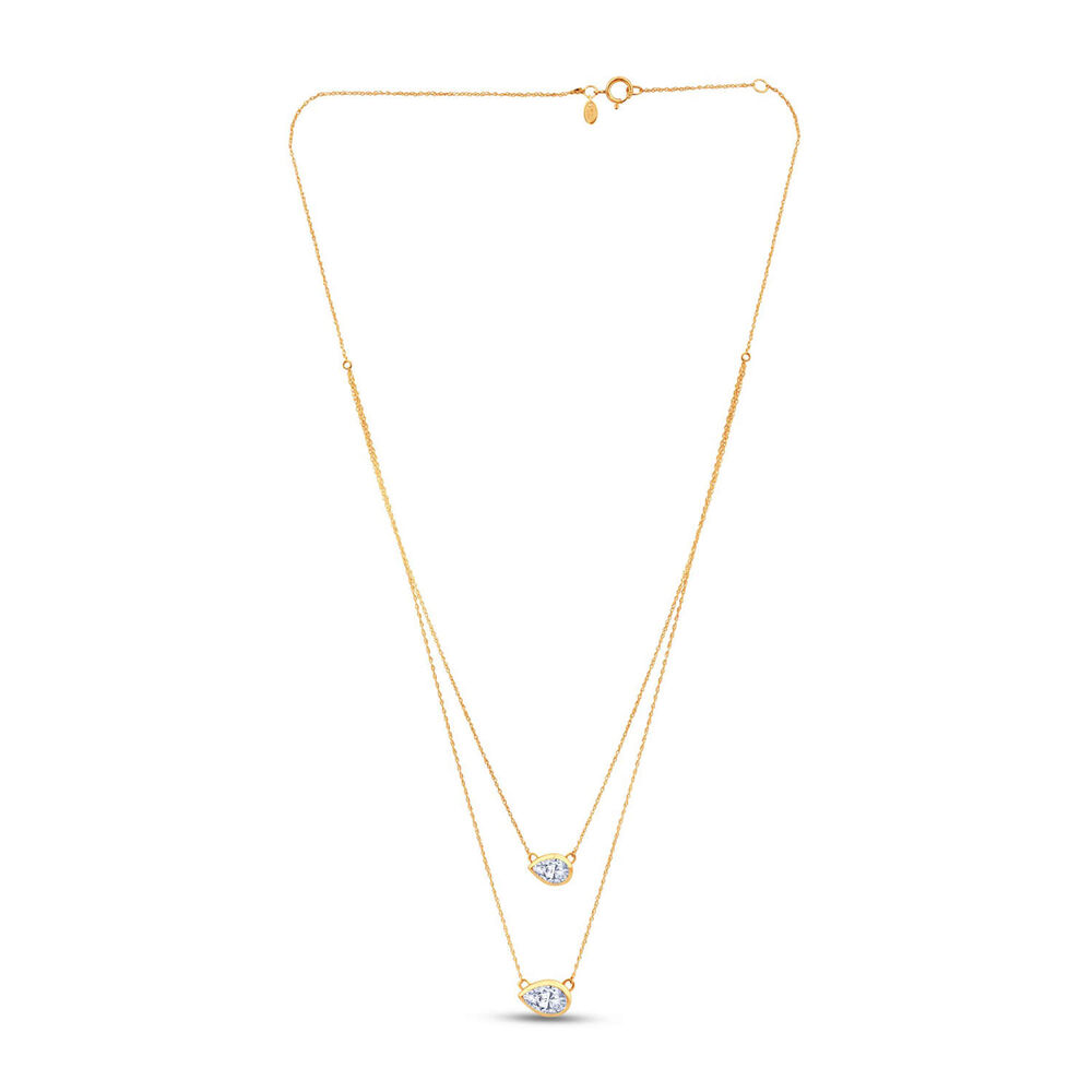 Born Contour 9ct Yellow Gold 0.40ct Pear Lab Grown Diamond Double Necklet