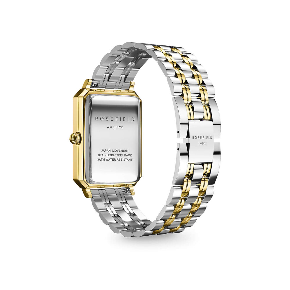 Rosefield Octagon Duotone 23x29mm White Dial 23k Gold Plated Steel Bracelet Watch