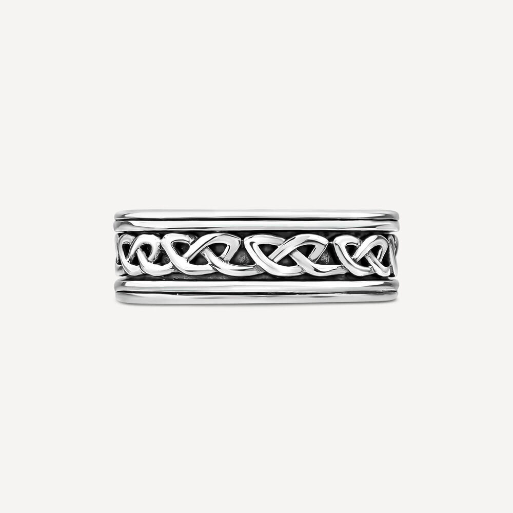 Silver Oxidised Celtic Knot Gents Band