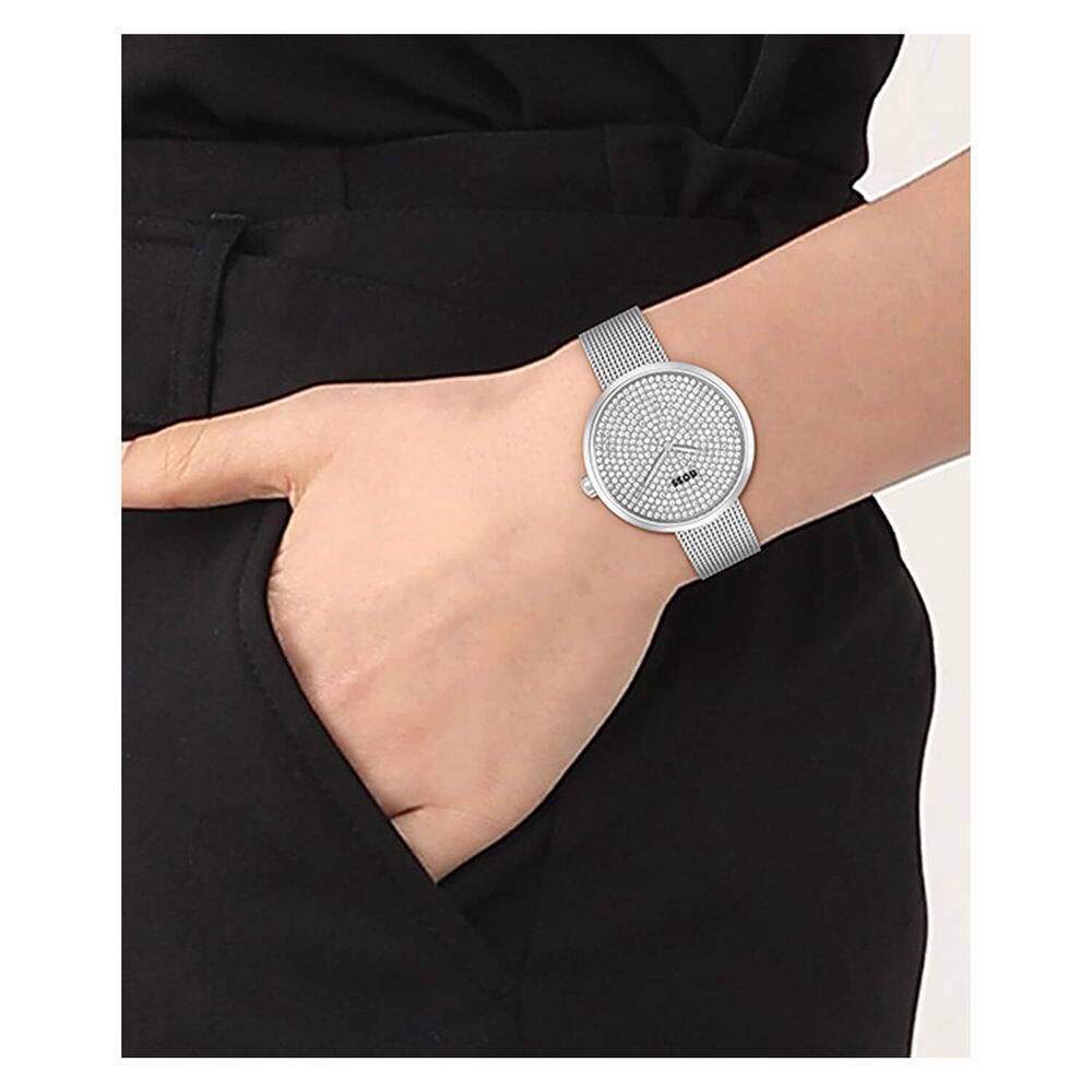 Hugo BOSS Praise 36mm Cubic Zirconia Dial Mesh Bracelet Watch image number 3