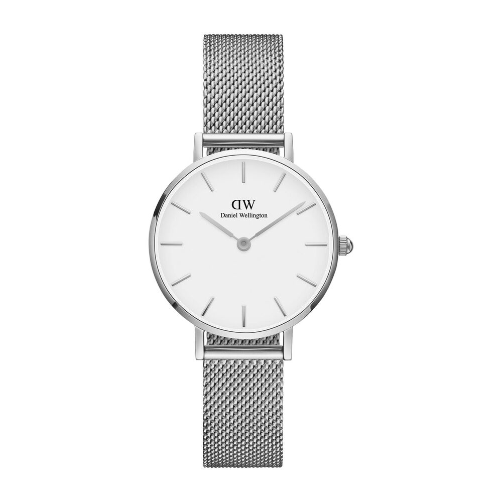 Daniel Wellington Classic Petite Stainless-Steel Mesh Strap White 28mm Dial Watch