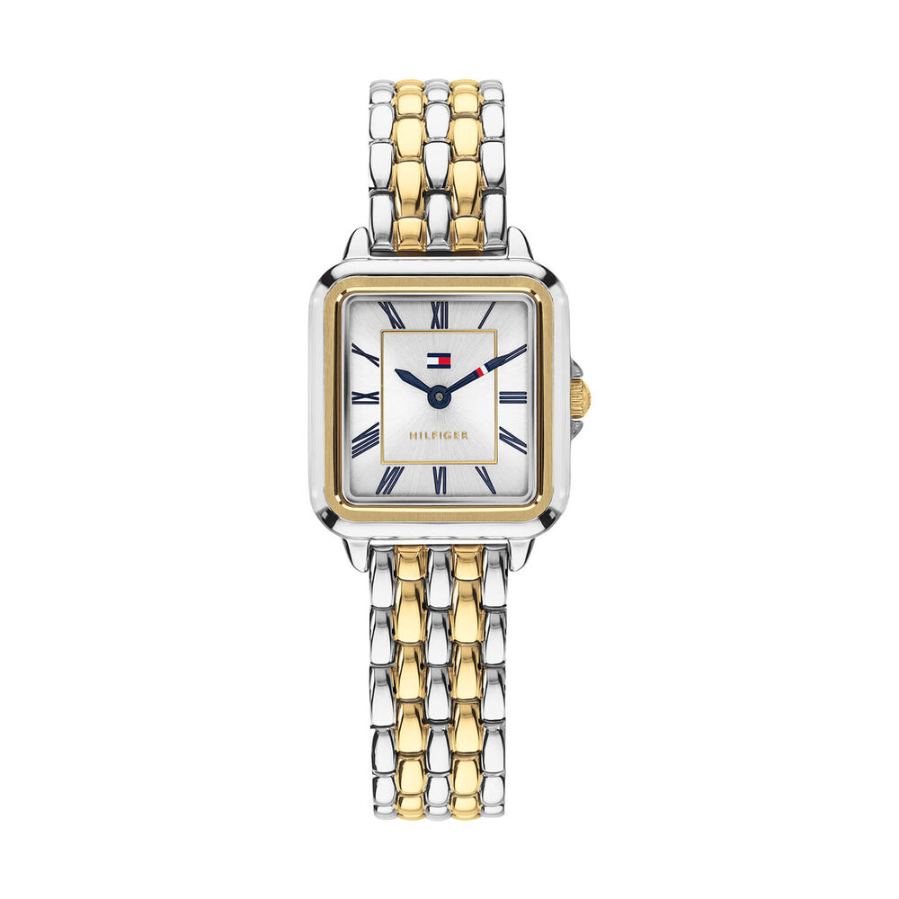 Tommy Hilfiger 24x22.5mm Silver Dial Two Tone Steel Bracelet Watch