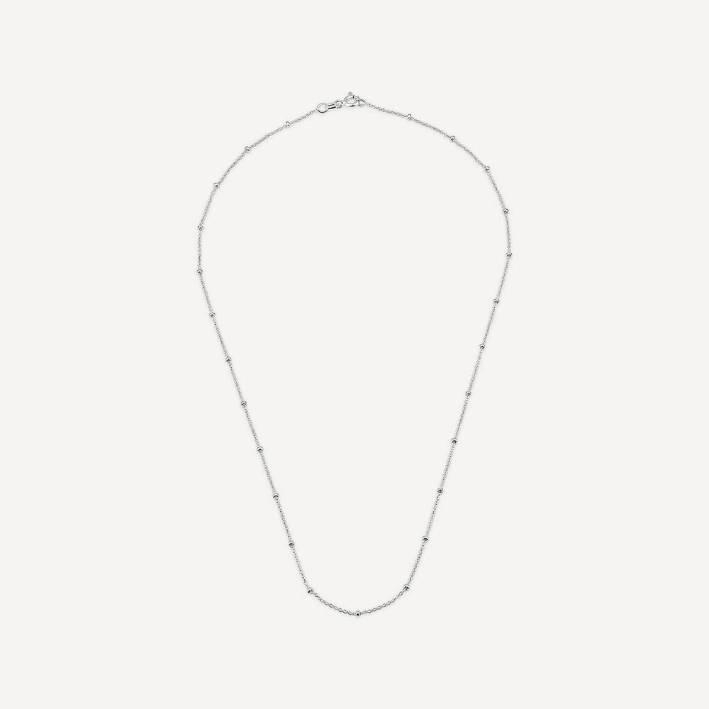 Sterling Silver Beaded Trace Chain Necklace image number 2