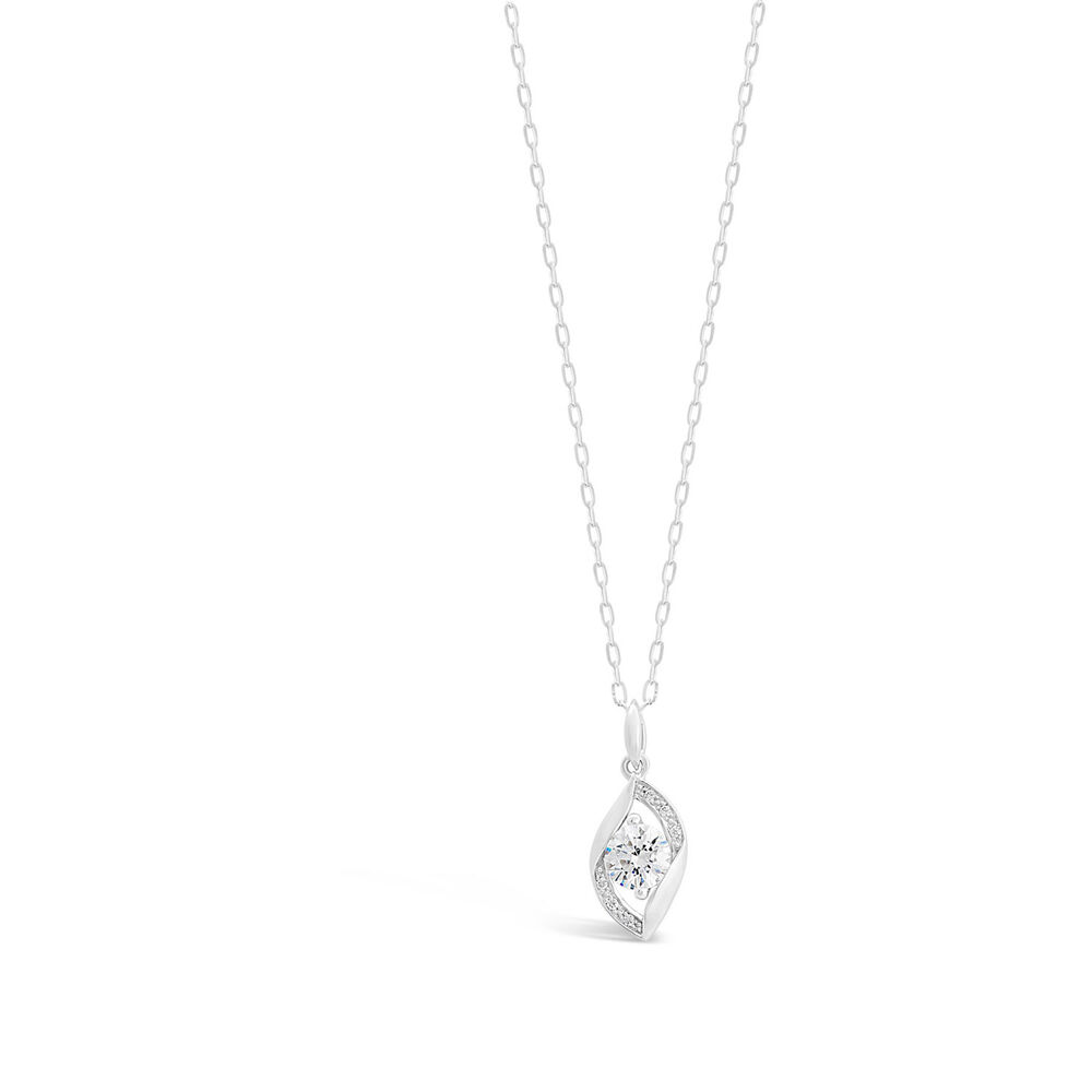 9ct White Gold Cubic Zirconia Pendant (Chain Included) image number 0