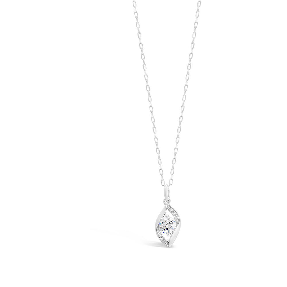 9ct White Gold Cubic Zirconia Pendant (Chain Included)