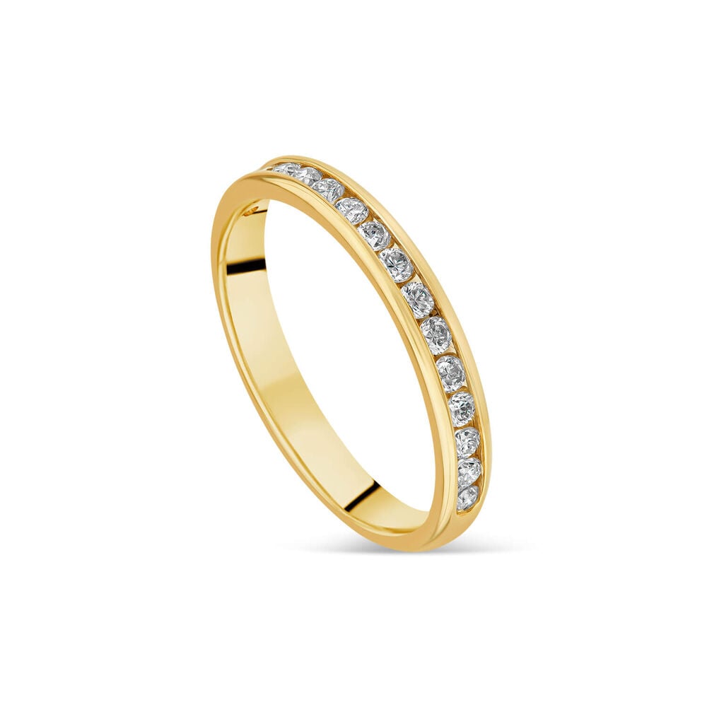 9ct Yellow Gold 2.5mm Channel Set 0.20ct Diamond Wedding Ring image number 0