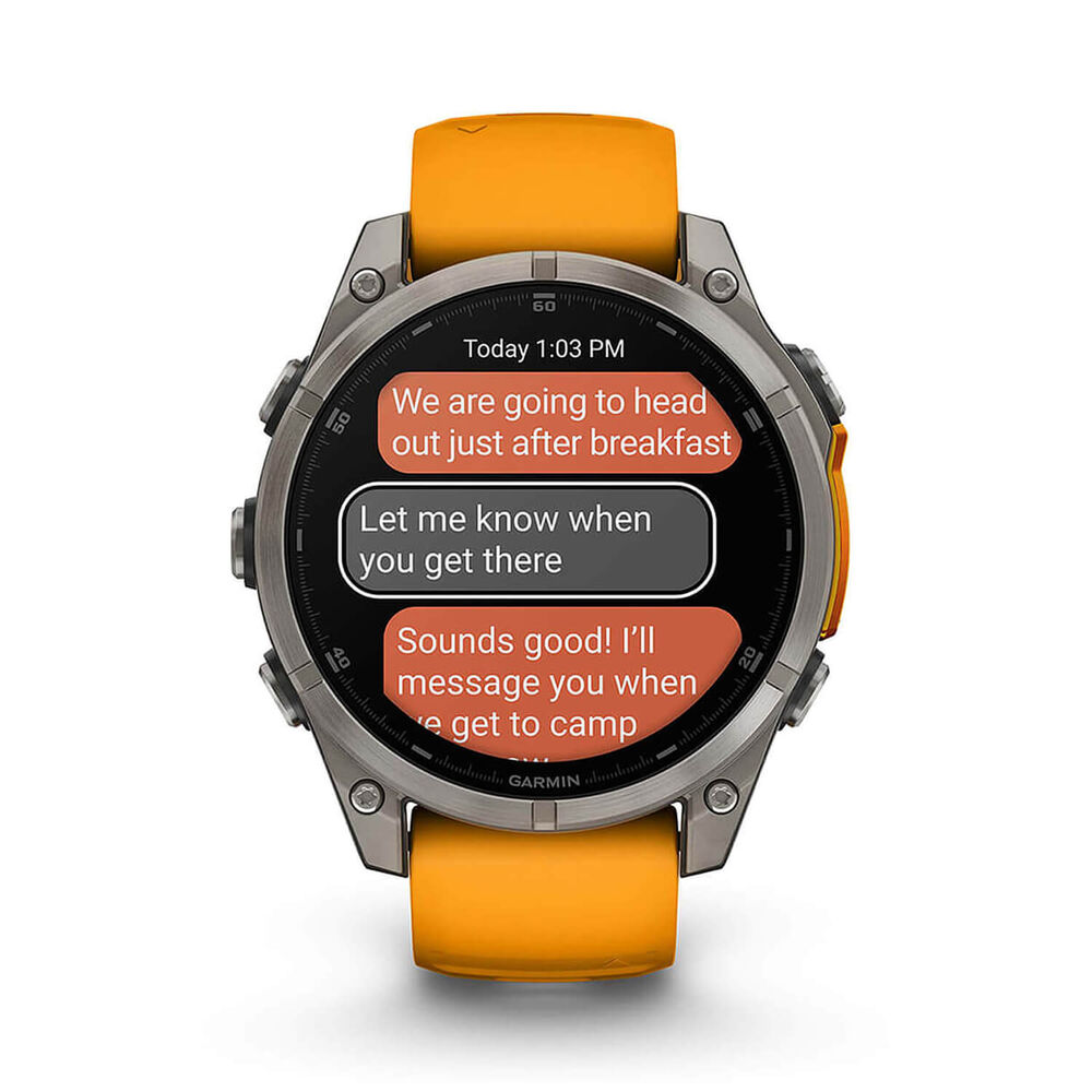 Garmin fenix® 8 AMOLED Sapphire 47mm Titanium Case Spark Orange Graphite Silicon Strap Watch image number 10
