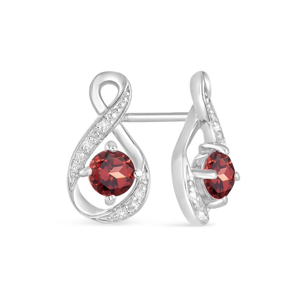 Sterling Silver and Cubic Zirconia January Birthstone Stud Earrings image number 1
