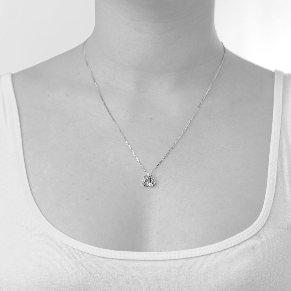 9ct White Gold 0.12ct Diamond Knot Pendant image number 2