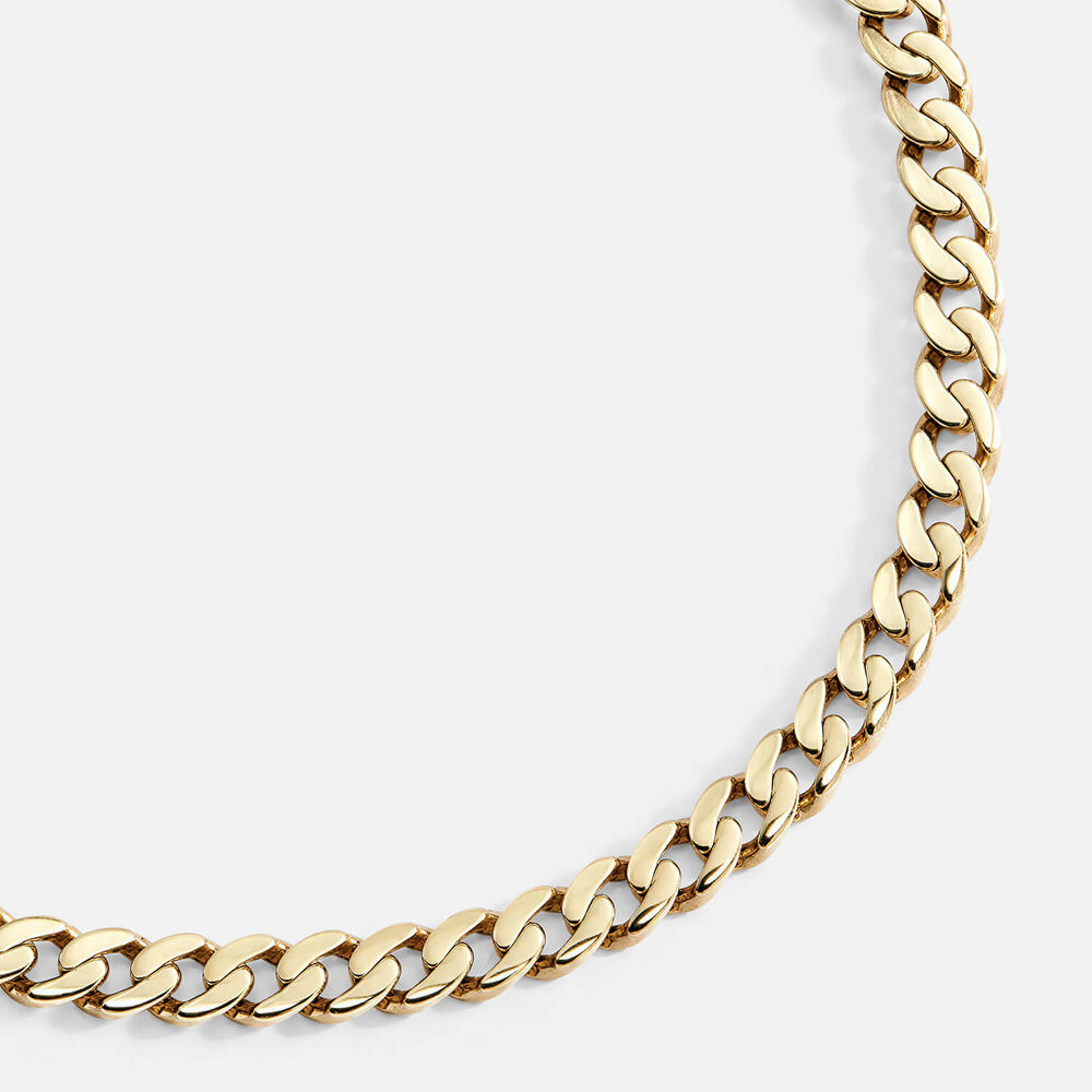 9ct Yellow Gold Curb Link Cubic Zirconia Catch Bracelet