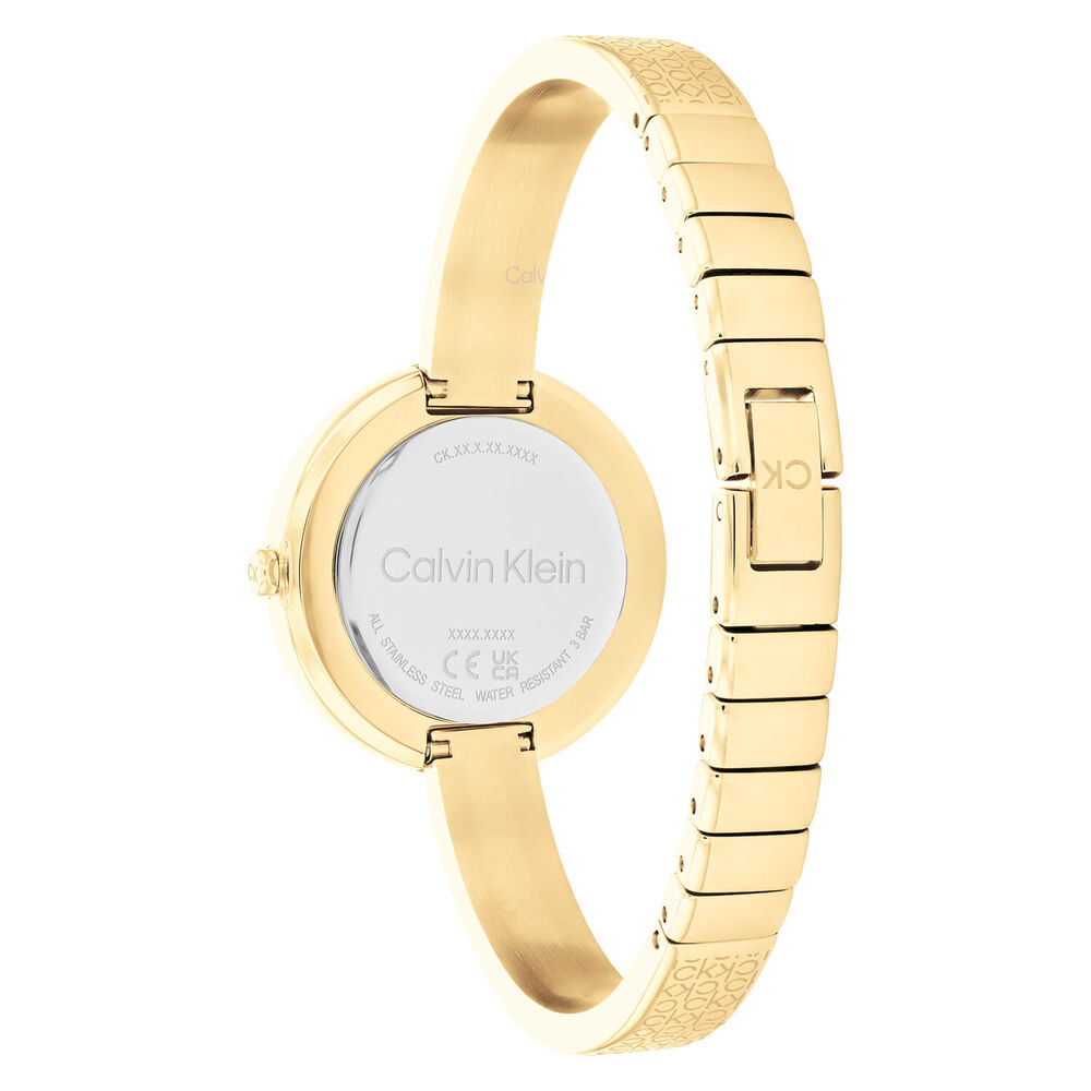 Calvin Klein Sculptural Shining 30mm Gold Dial Yellow Gold IP Bangle Bracelet Watch