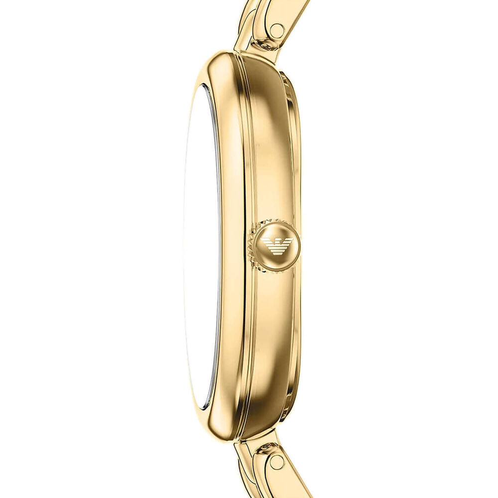 Emporio Armani Sinfonia 22x28mm Mother of Pearl Dial Yellow Gold Tone Steel Bracelet Watch