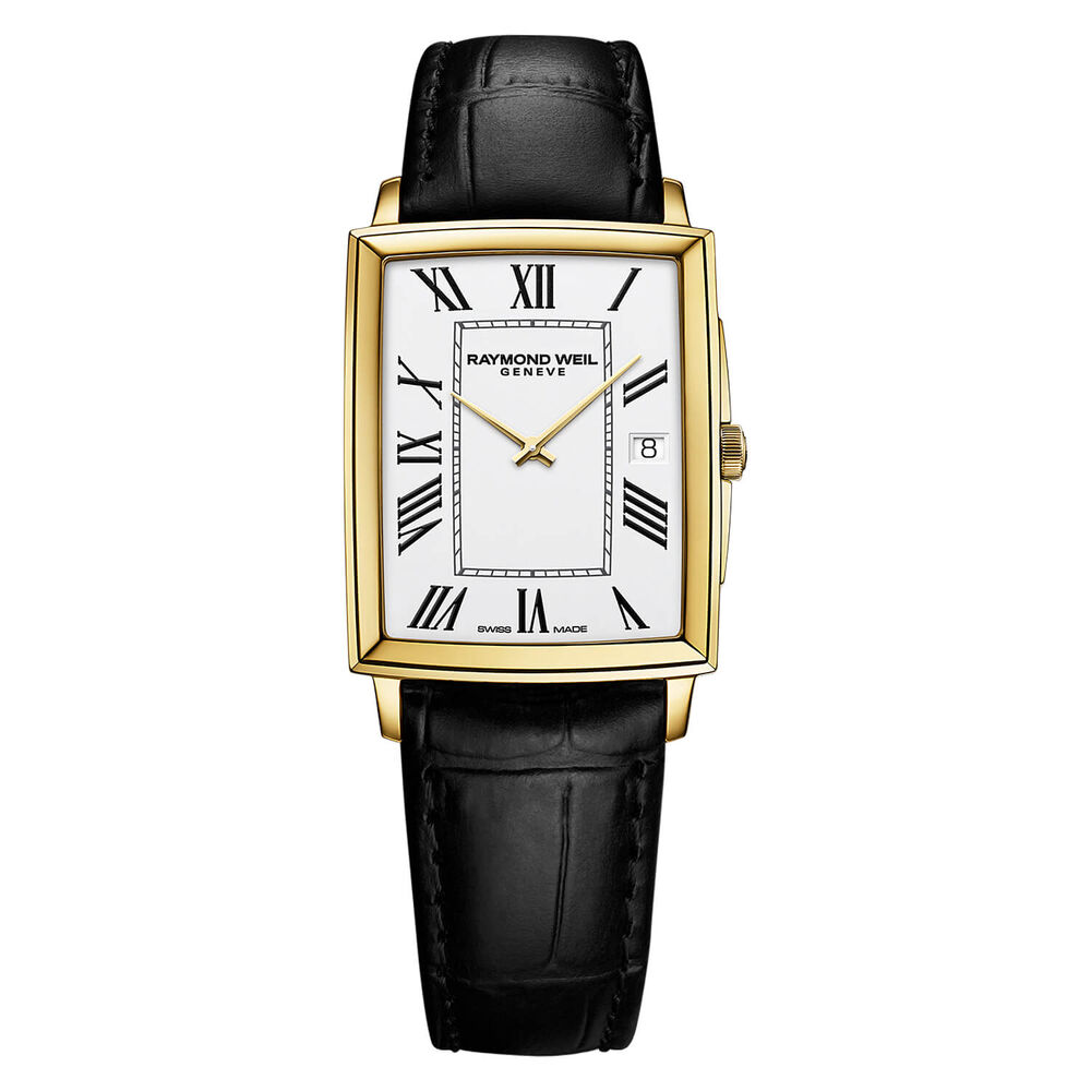 Raymond Weil Toccata 29x37mm Quartz White Dial Gold PVD Case Black Strap Watch image number 0