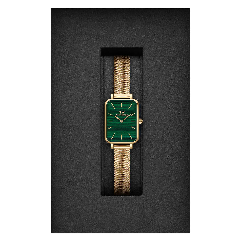 Daniel Wellington Quadro Malachite 20x26mm Green Dial Yellow Gold Bracelet Watch image number 2