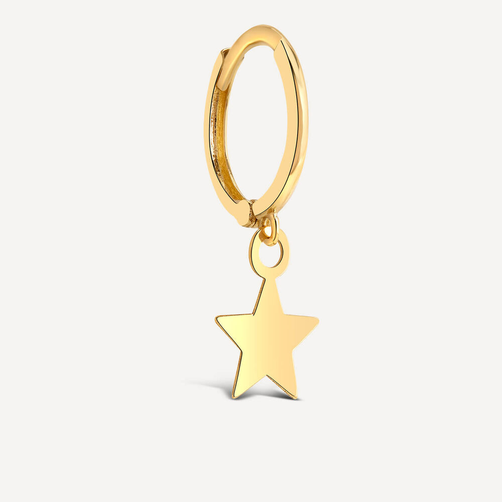 9ct Star Drop Single Hoop Earring