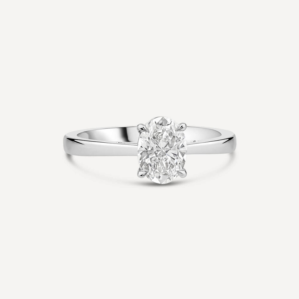 18ct White Gold Lab Grown 1ct Oval Diamond Engagement Ring image number 2