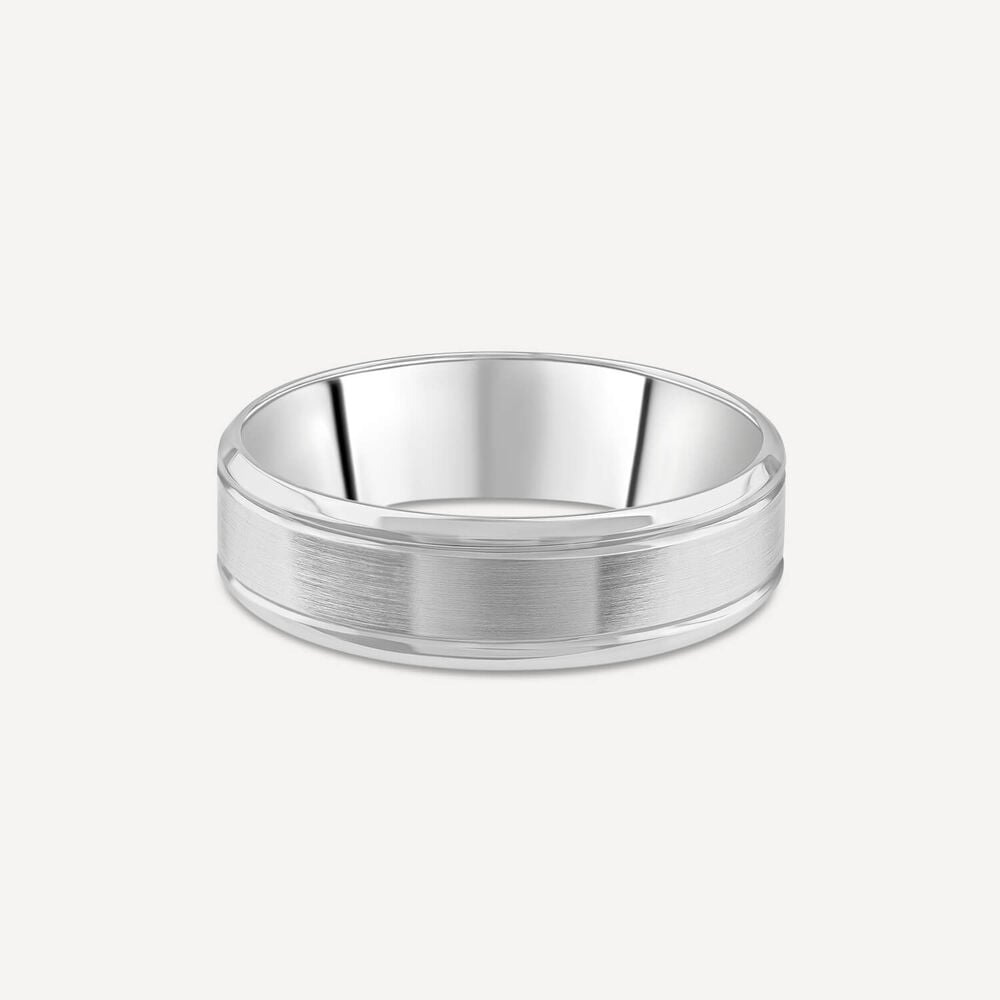 Platinum 6mm Matte Polished Men's Wedding Ring image number 2