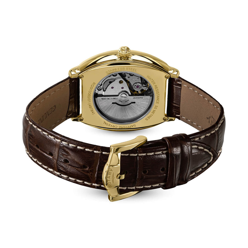 Rotary 1895 Automatic 36x46mm White Dial Brown Leather Strap Watch