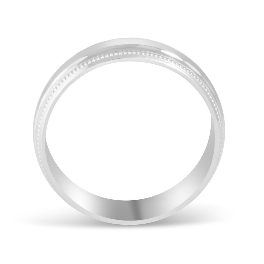 9ct White Gold Polished and diamond-cut with beaded edge 6mm Gents Wedding ring image number 2