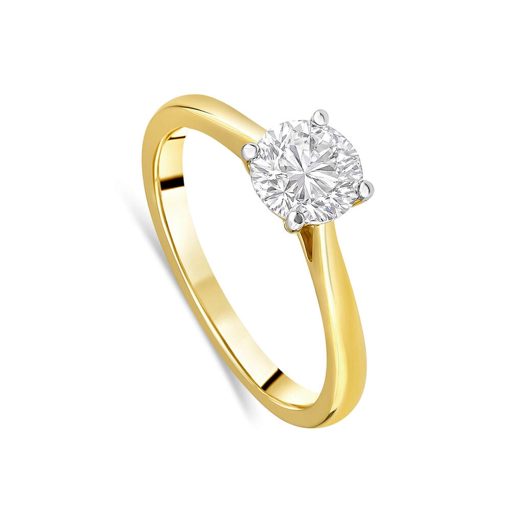 18ct Yellow Gold 1.00ct Round Brilliant Diamond Four Claw Solitaire Ring