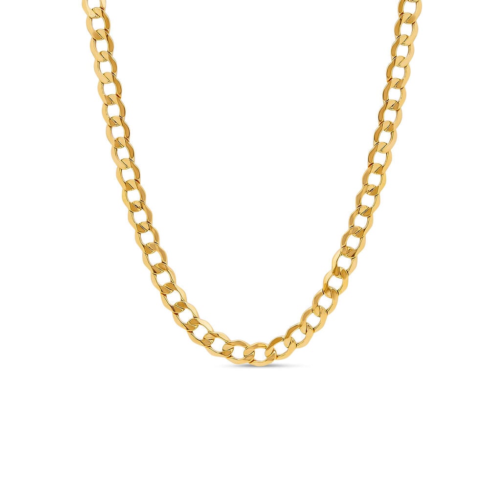 9ct Yellow Gold Six Sided Diamond Cut 18'' Curb Chain Necklace image number 0