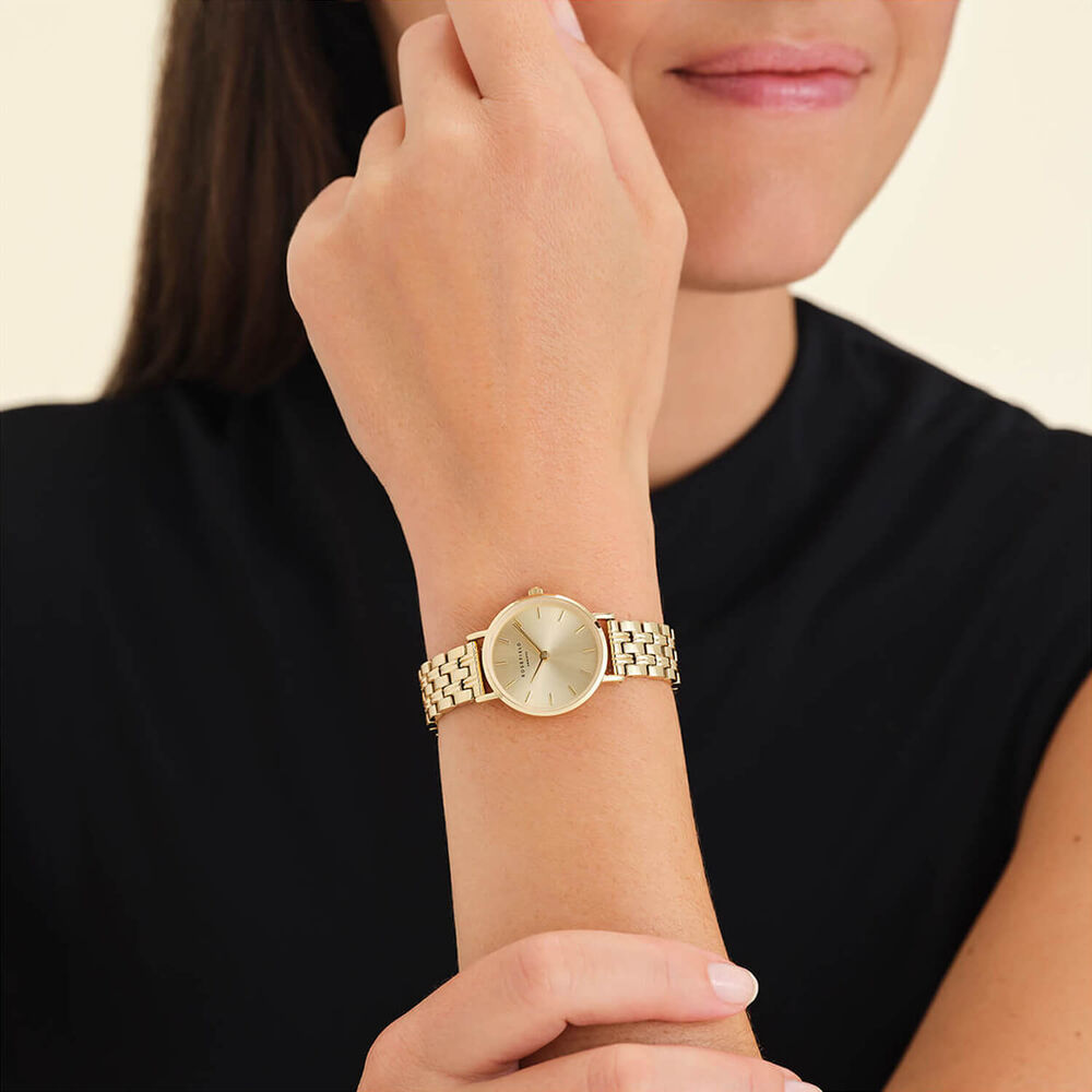 Rosefield Small Edit Champagne 26mm Dial Gold Plated Steel Bracelet Watch image number 3