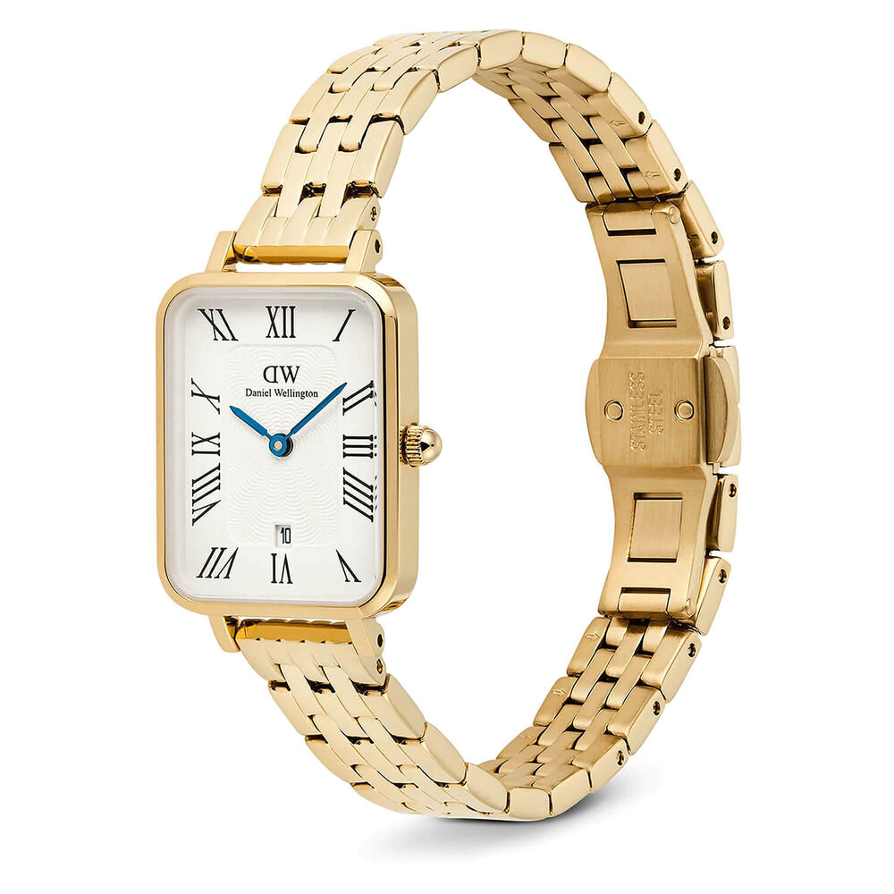 Daniel Wellington Quadro 20x26mm White Dial Yellow Gold Bracelet Watch image number 2