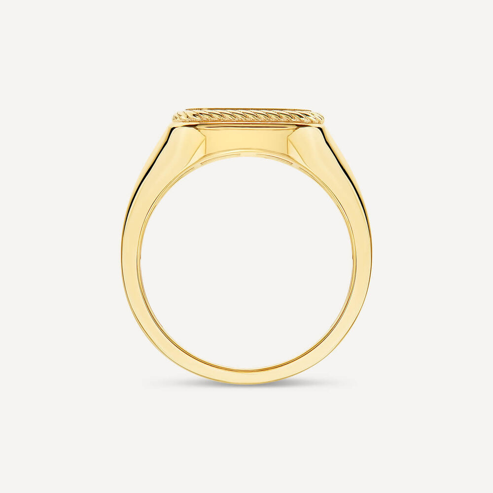 9ct Yellow Gold Square Rope Edge Signet Ring image number 3