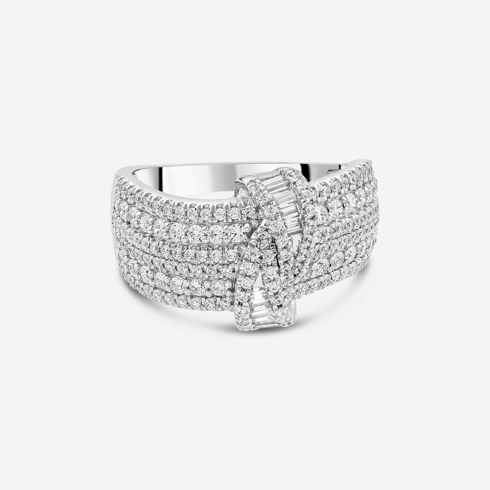 Platinum 1.00ct Diamond Baguette Twisted Centre Cocktail Band Ring image number 2