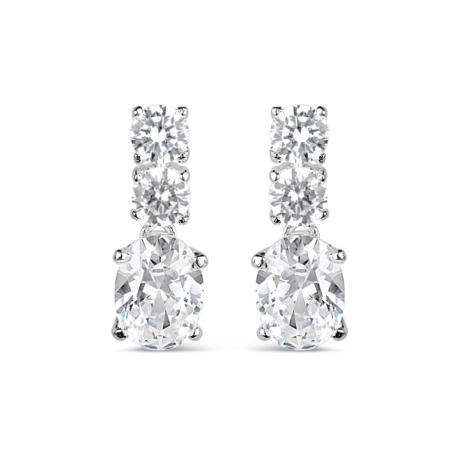 Sterling silver cubic top zirconia drop earrings