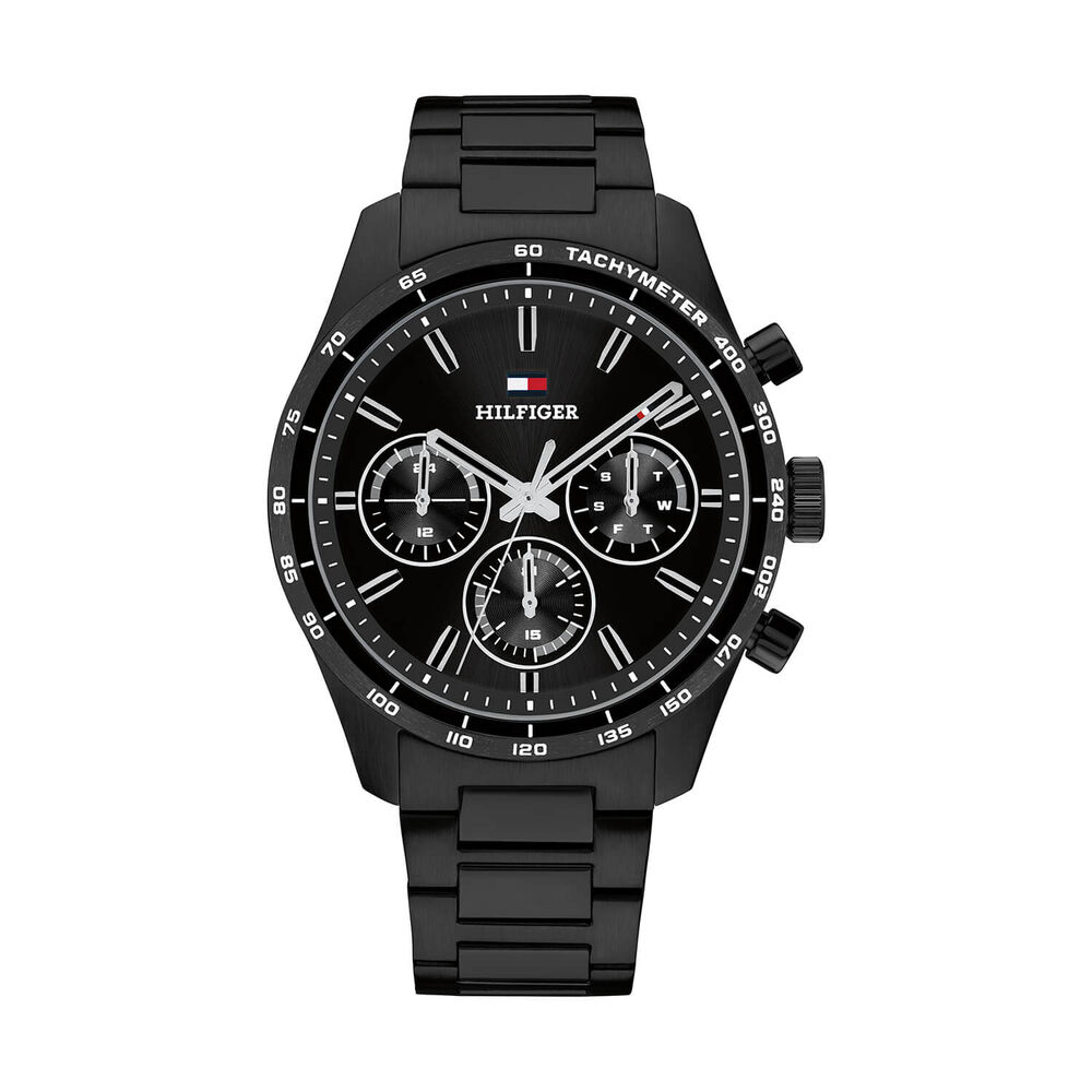 Tommy Hilfiger 42mm Black Dial Black Ion Plated Steel Bracelet Watch