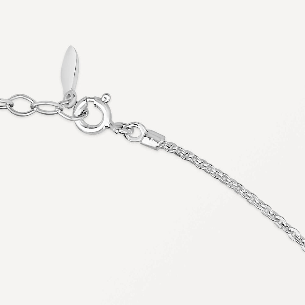 Sterling Silver Cubic Zirconia Flower and Cubic Zirconia Cluster Pearl Drop Necklet image number 4