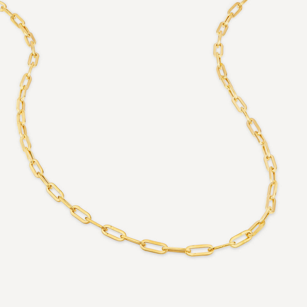 9ct Yellow Gold Small Paperlink Chain Necklet image number 3