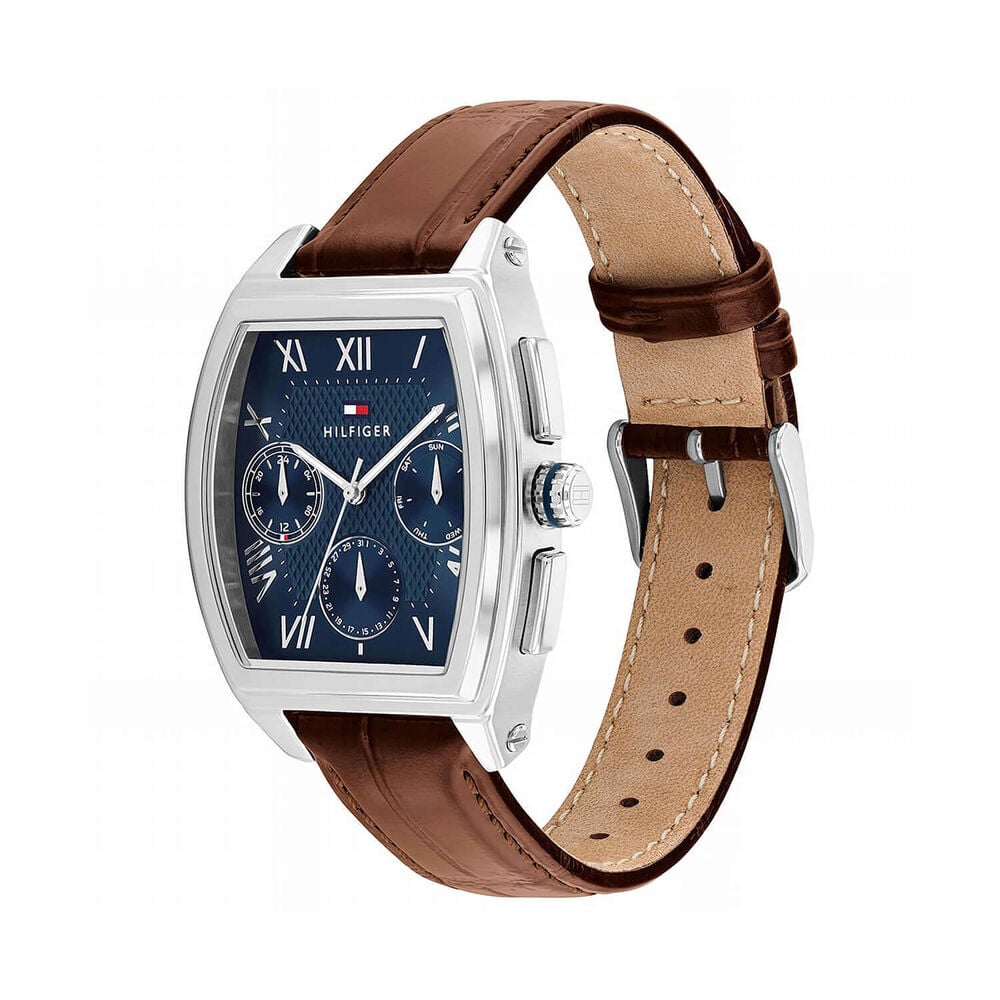 Tommy Hilfiger Oxford 36mm Blue Dial Brown Leather Strap Watch