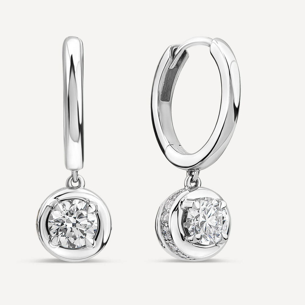 Born Orbit 9ct White Gold Lab Grown 0.80ct Round Diamond Drop Earrings