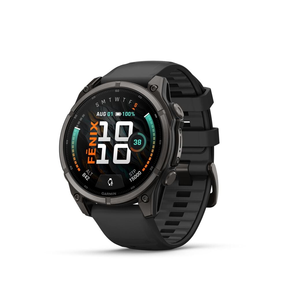 Garmin fenix 9 47mm Carbon Grey DLC Titanium Black Silicone Strap Watch