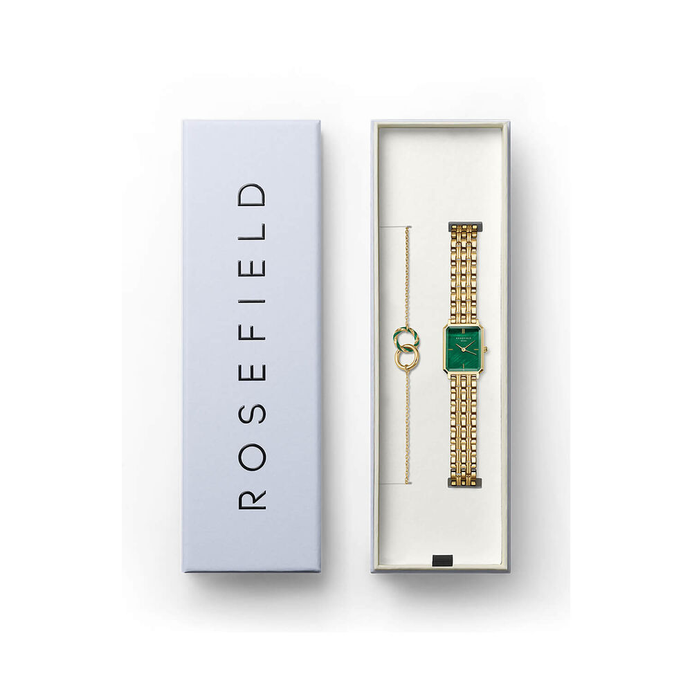 Rosefield Octagon XS 19.5x24mm Emerald Dial Gold Tone Steel Bracelet Watch & Bracelet Gift Set image number 2